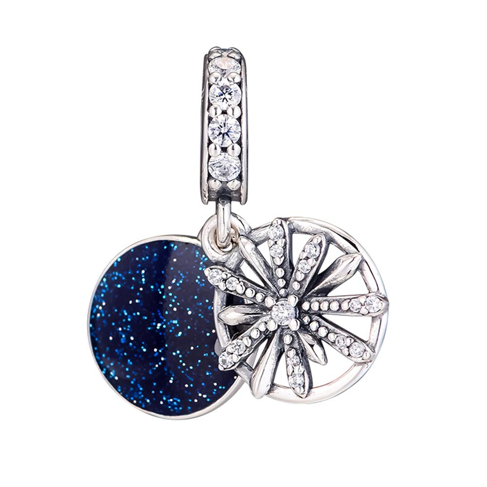 PANDOCCI 2018 Winter Dazzling Wishes Dangle Clear CZ & Blue Enamel Bead 925 Silver DIY Fits for Original Pandora Bracelets Charm Fashion Jewelry