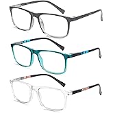 CHOFILORD 3 Pack Reading Glasses for Women Men Blue Light Blocking Computer Readers with Spring Hinge Fashion Eyeglasses