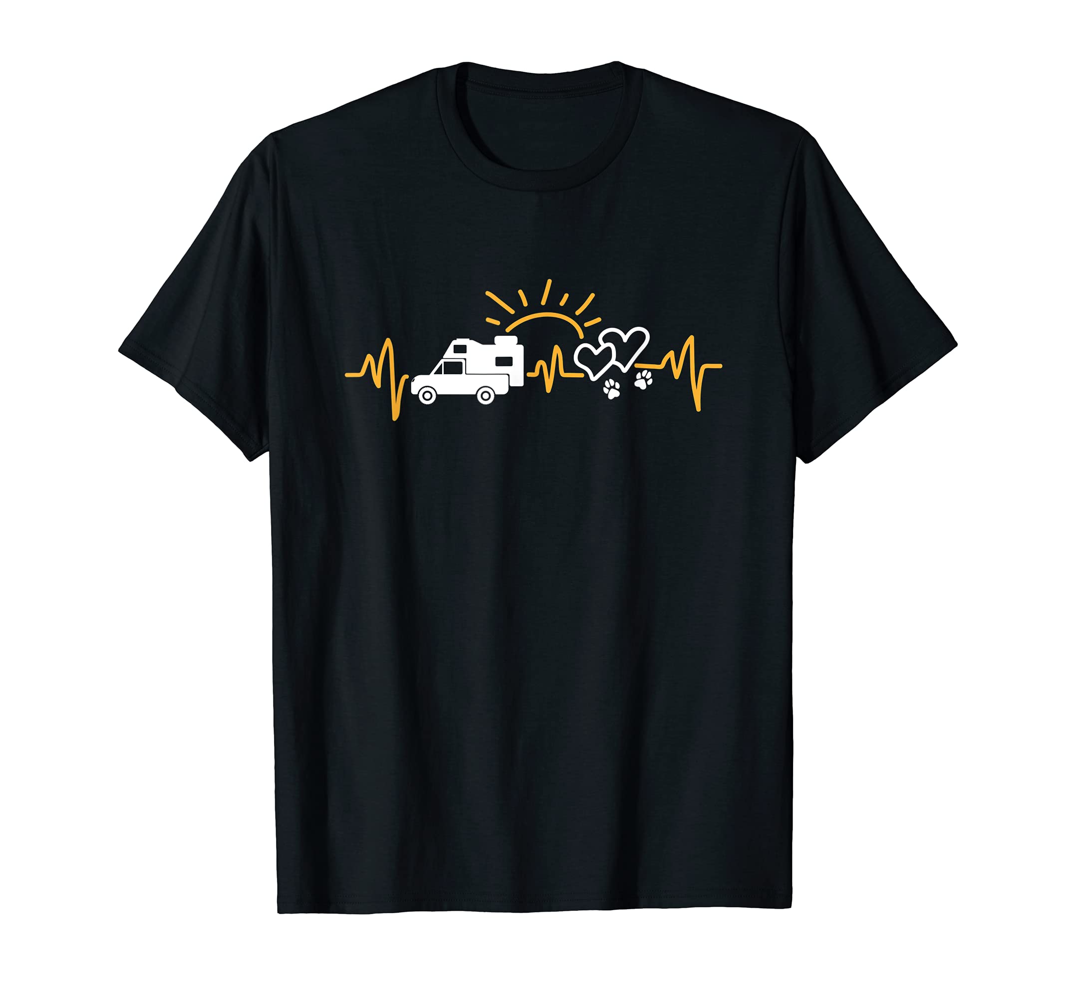 Pickup Truck Camping Heartbeat With Dog Paw Motorhome T-Shirt โ image 1