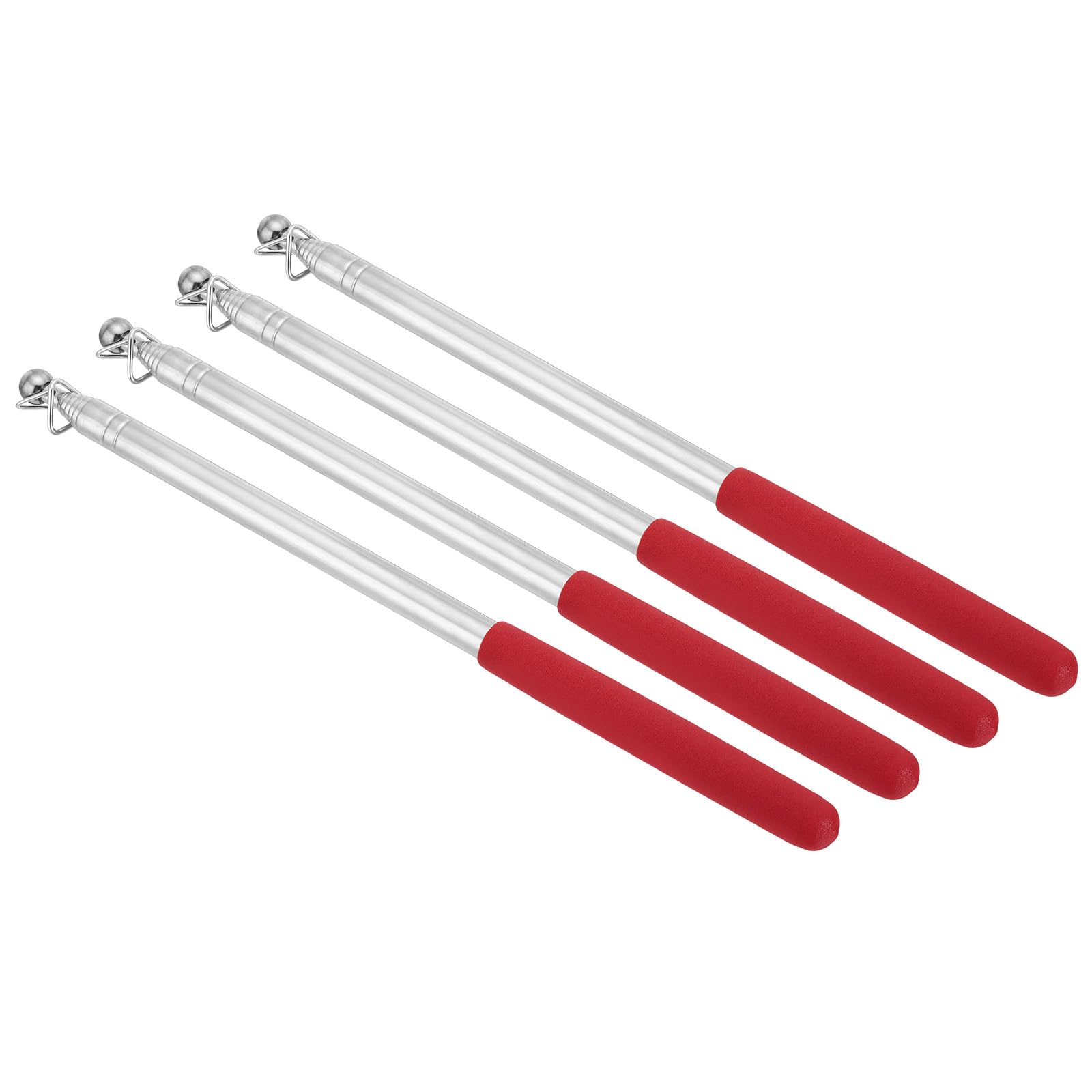 PATIKIL 1.6M/5.2Feet Telescopic Handheld Flagpoles, 4Pcs Retractable Teachers Pointer Stick Banner Flag Pole for Tour Guide Teaching Red