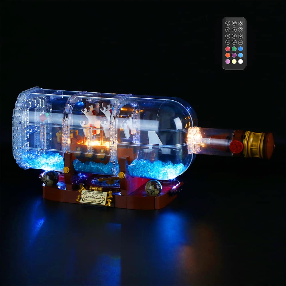 GEAMENT LED Light Kit (Remote Control) Compatible with LEGO Ship in a Bottle - Lighting Set for Ideas 21313 (Building Set Not Included)