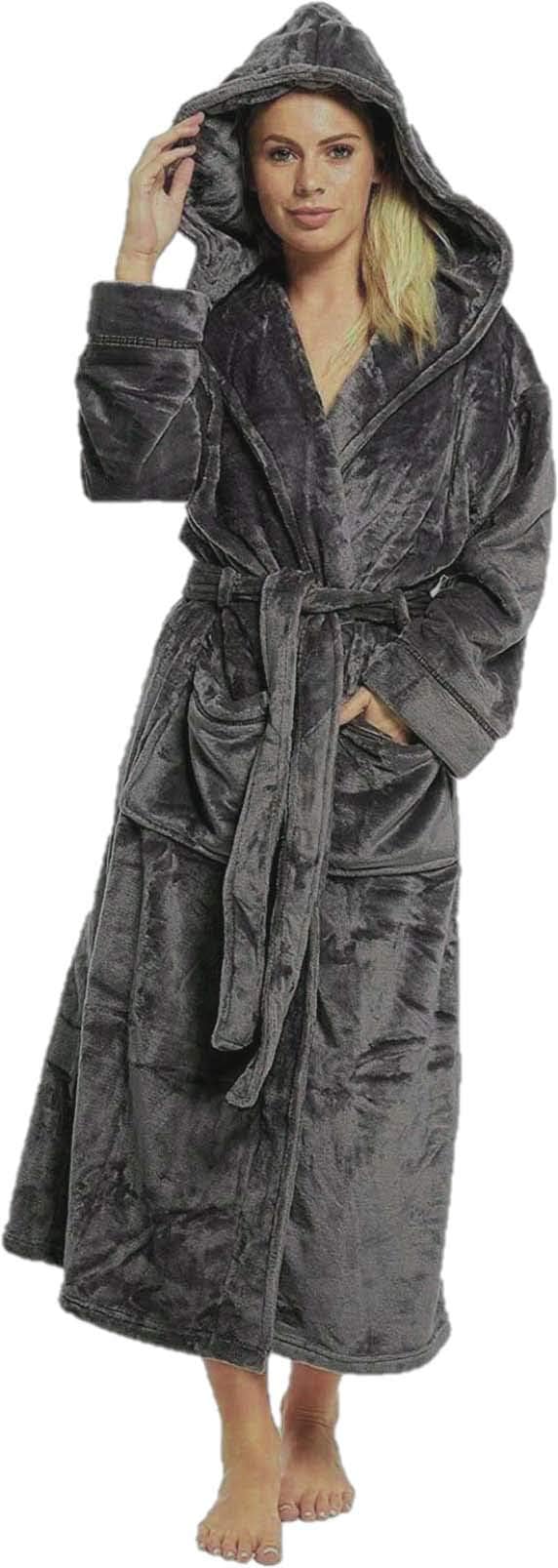Ladies Soft & Cosy Hooded Dressing Gown