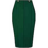 Hobemty Women's Work Pencil Skirt High Waist Office Stretch Bodycon Midi Skirts