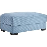 EVERLUNE Corduroy Modular Ottoman, 46 in Wide Living Room Footrest, Blue | Corduroy modular ottoman, sectional sofa footrest, upholstered table ottoman, extra seat for living room couch and loveseat.