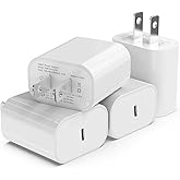4Pack USB C Charger Block 20W Phone Fast Charger Wall Charger with PD 3.0 | Compact Type C Power Adapter for Phone 18/17/16/15/14, Galaxy, Pixel, AirPods Pro (Arctic White)
