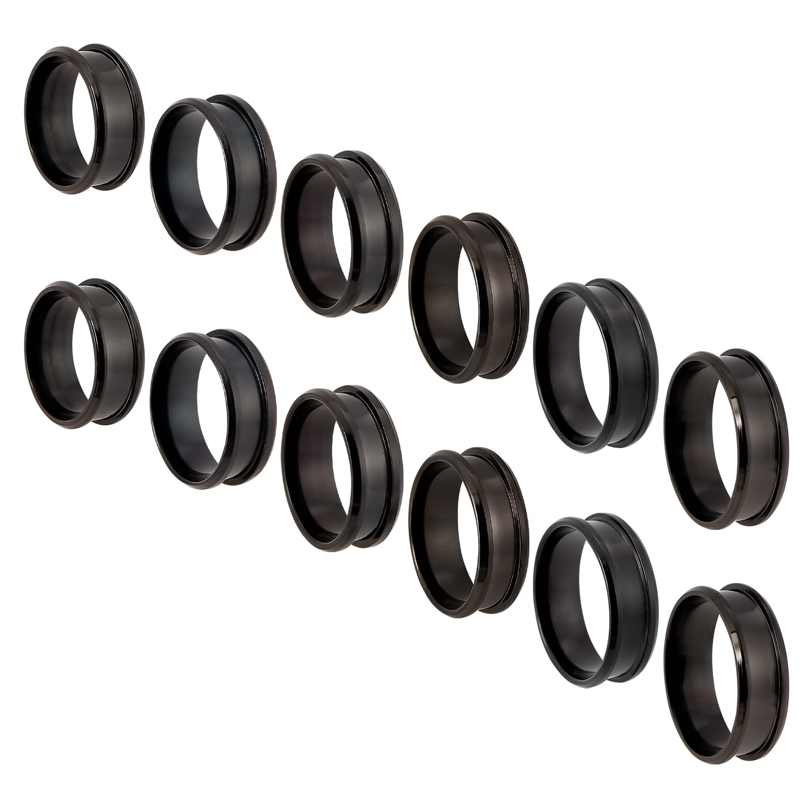 UNICRAFTALE 12pcs 6 Sizes Gunmetal Grooved Finger Ring Settings Stainless Steel Ring Core Blank Inner Diameter 17~22mm Rings for Inlay Ring Jewelry Making — image 1