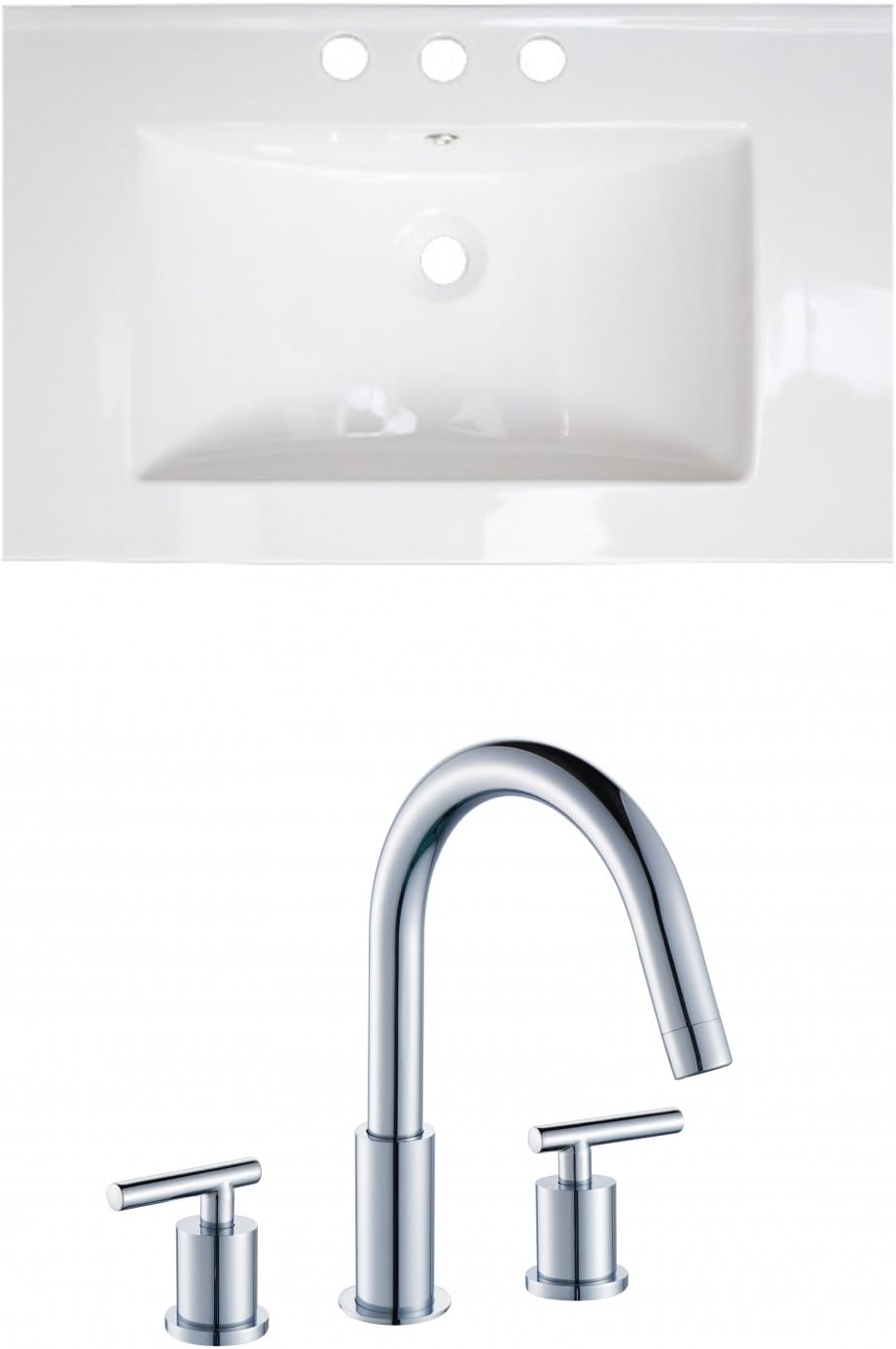 American Imaginations AI-15720 Ceramic Top Set with CUPC Faucet, 24" x 18", White