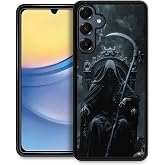 CARLOCA Compatible with Samsung Galaxy A16 Case, Design for Girl Shockproof Anti-Scratch Hard PC Back Case Fashion Pattern Black Robes Grim Reaper Throne Scythe