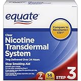 Equate Clear Nicotine Transdermal System Step Three 7 mg Stop Smoking Aid Patches, 14-Count Box