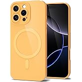Svanove for iPhone 16 Pro Max Phone Case Silicone Magnetic, Compatible with Magsafe Case Cute for Women, Girly Glossy Jelly Rubber Thin Slim Hard Plastic Mag Safe & Camera Cover Protection, Yellow