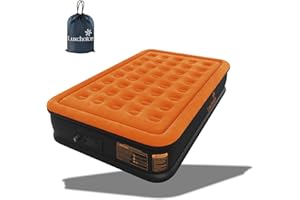 Luxchoice Full Inflatable Mattress with Built-in Pump Deluxe Camping Air Mattress Quick Inflation Deflation Blow Up Mattresses Air Bed Portable Elevated Guest Bed for Home Outdoors Hiking Travel
