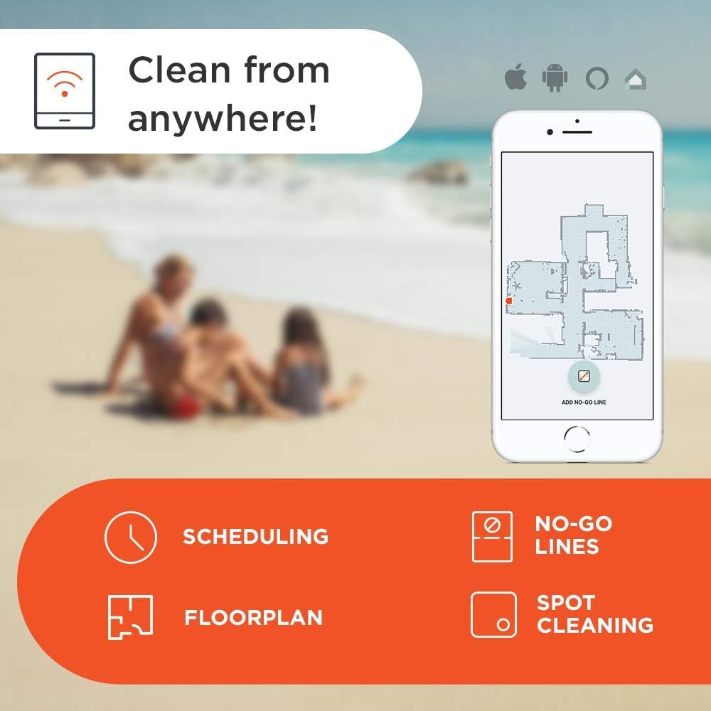 Neato Robotics D4 Laser Guided Smart Robot Vacuum - Wi-Fi Connected, Ideal for Carpets, Hard Floors and Pet Hair, Works with Alexa -