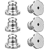 6pcs Earring Backs, Screw On Flower Shaped Earring Backs for Droopy Ears Copper Earring Backs Replacements Safety Support Backings Locking Secure Earring Backs Lifters for Studs (Silver)