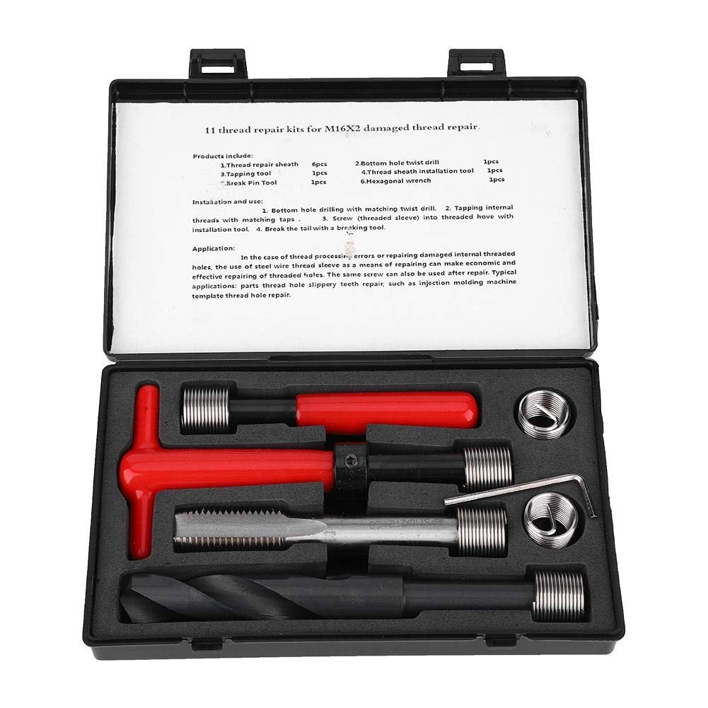 M16x2 Thread Repair Kit Stainless Steel Twisted Drill Wrench Threaded Insert