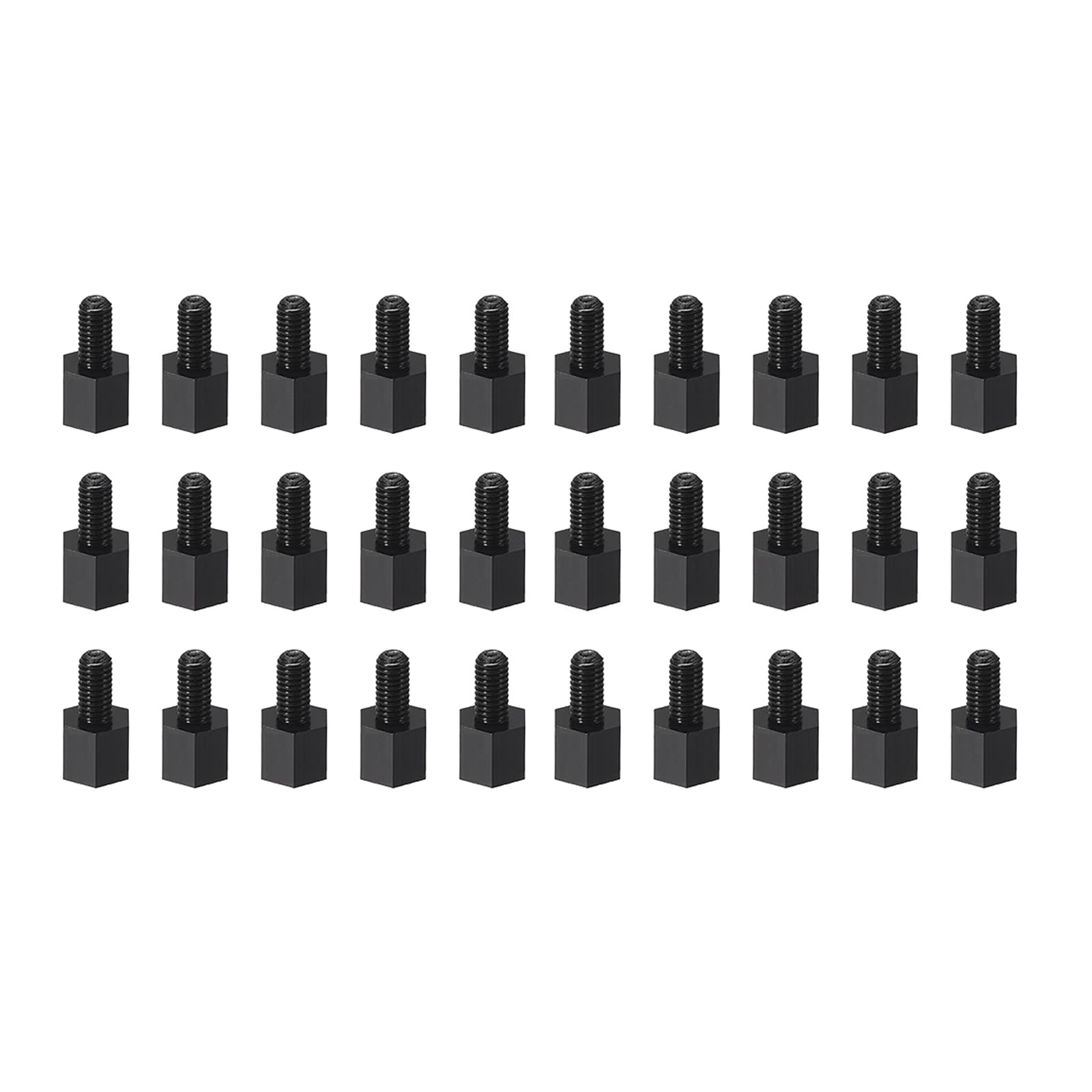 YOKIVE 30 Pcs M3 Standoff Screws, Nylon Hex PCB Standoffs with High Insulation Effect, Keep Height Consistent, Great for Motherboard (Black, 5mm+6mm)