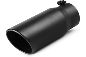 A-KARCK 4 Inch Inlet Exhaust Tip, Bolt On 4" Inlet 5" Outlet 12" Long Black Coating Exhaust Tailpipe Tip, Stainless Steel Rolled Edge