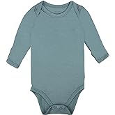 GUISBY Unisex Baby Rayon of Bamboo Snap Bodysuits, Long Sleeve with Mittens Cuffs Bodysuit