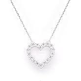STORYJEWELLERY Heart Necklace, Silver Necklace for Women, Silver Heart Pendant Necklaces, Cubic Zirconia Charm Necklaces, Interlocking Jewelry, Gifts for Women, Mom Gifts