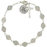 18k Gold Plated Lucky Clover Flower Bracelet Adjustable Bracelets Dainty Gold Chain Bracelet Jewelry Gifts for Women Teen Girls Saint Benedict Medals Rosary Bracelet