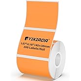 YIKIADA Orange Thermal Labels 1.57 × 1.18 Inch Vinyl Waterproof Stickers Self-Adhesive Address Decals Compatible with M110/M220 300 PCS