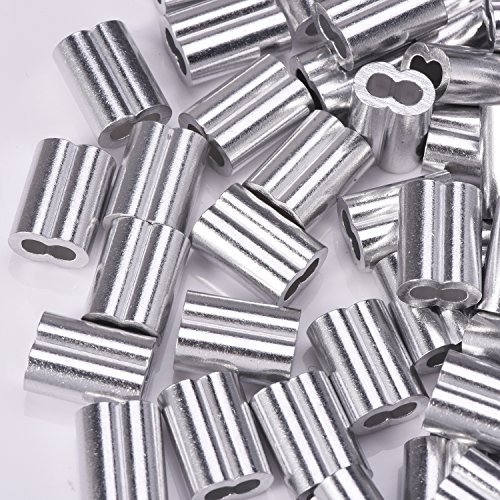 eBoot 100 Pieces Aluminum Crimping Loop Sleeves Cable Crimp for 1/ 8