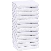 GOLD TEXTILES 12 Pack White Economy Cotton Blend 15x25 Inches Basic Hand Towels- Gym Towels (1 Dozen)