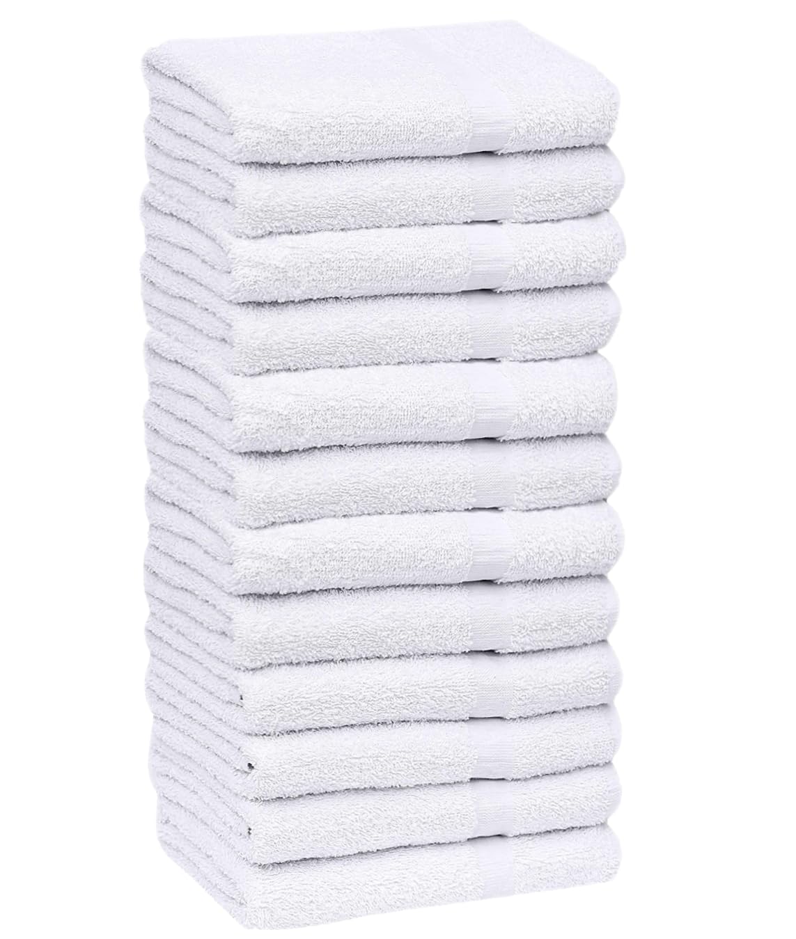 GOLD TEXTILES 12 Pack White Economy Cotton Blend 15x25 Inches Basic Hand Towels- Gym Towels (1 Dozen)