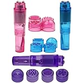 Gajoin Mini Portable Small Vibrating Massage Tool 4 Heads Massager Pocket Toy for Women Neck Shoulder Face Back Foot Muscles Pink Blue and Purple Color