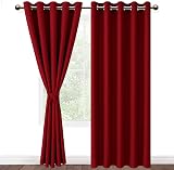 DWCN Red Blackout Curtains 66x90 with Tiebacks 2 Panels Thermal Insulated