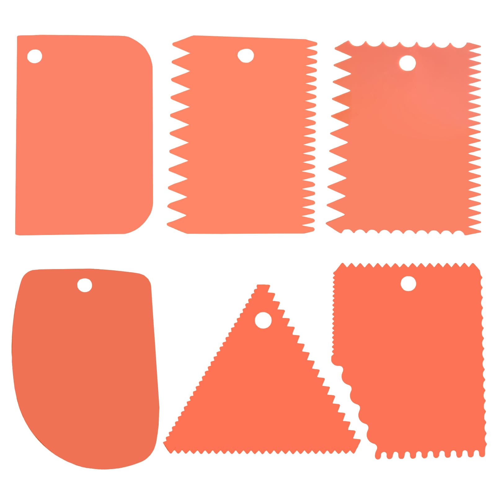 Photo 1 of YQBOOM 6pcs Cake Scraper Decorating Comb and Icing Smoother Reusable Bread Cream Pizza Cutter-Orange