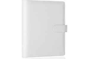 Antner A5 Binder 6 Ring Refillable Notebook Binder Planner Cover for A5 Refill Paper, PU Leather Loose Leaf Personal Organizer Budget Planner for Savings & Budgeting with Magnetic Buckle, White