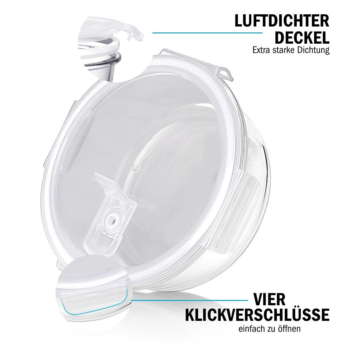 Igluu Meal Prep Boxen Glas, rund (5er-Pack+Ersatzdeckel) – 950ml 6