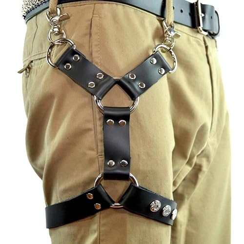 Pinwe Black Leather Thigh Leg Garters Belt Punk Harness Body