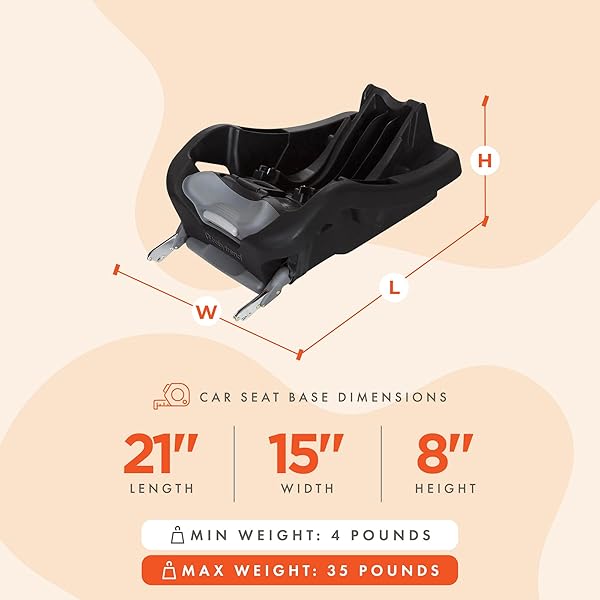 BABY TREND SECURE 35 INFANT CAR SEAT BASE, BLACK – CLICK-IN COMPATIBILITY, ADJUSTABLE RECLINE, EASY-LEVEL INDICATORS, STABLE EVERYDAY DESIGN FOR MULTIPLE VEHICLE USE
