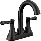 Delta 25897LF Esato 1.2 GPM Two Handle Centerset Bathroom Faucet with Push Pop-Up Drain Assembly - Matte Black
