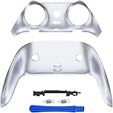 eXtremeRate Top Bottom Decorative Trim Shell Compatible with p s 5 Edge Controller DIY Replacement Front Back Clip Shell, Custom Chrome Silver Plates Cover Compatible with p s 5 Edge Controller