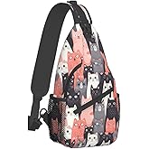 Mqtzyiwx Cute Cats Lovely Kitten Sling Backpack Hiking Backpack Crossbody Bag Sports Lightweight And waterproof Chest Bag Shoulder Bag For Women Men