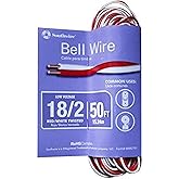 Southwire 18/2 Red/White Bell Wire - Reliable Door Bell Accessory - Flexible Stranded Copper Wire - UV Resistant Wire for Indoor & Outdoor Low Voltage Use - 50'