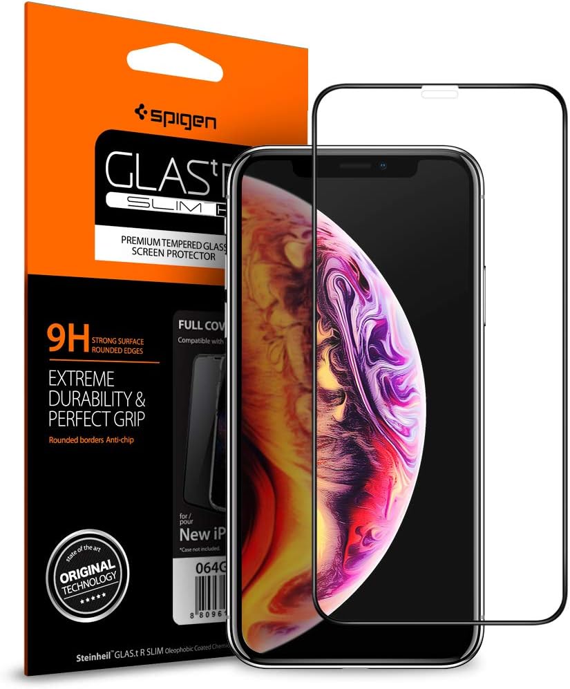 Spigen Full Coverage Tempered Glass Screen Protector Designed for iPhone XR (2018) - Black 064GL25233