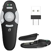QUI Presentation Clicker Wireless Presenter Remote, Black, A-C | Clicker for PowerPoint Presentation Remote, PowerPoint Slide Advancer for Mac/Windows/Google Slide/Keynote