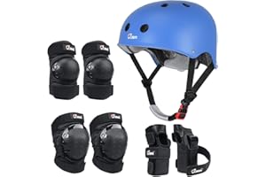 JBM Skating Protective Gear Adult Skateboard Helmet Knee and Elbow Pads with Wrist Guards for Inline Roller Skating, Skateboarding, Scootering