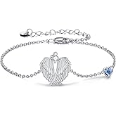 YFN Angel Wings Bracelet 925 Sterling Silver Guardian Angel Wings Heart Bracelets for Women Jewelry Gifts