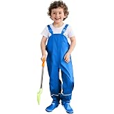 Rain Pants Kids, Toddler Boy Overalls Waterproof Bib Suspender Fishing Pant | Mud Dirty Proof Overall, Reflective Rain Snow Gear, Adjustable Strap Waist, Elastic Trousers for Unisex Baby Little/Big Child