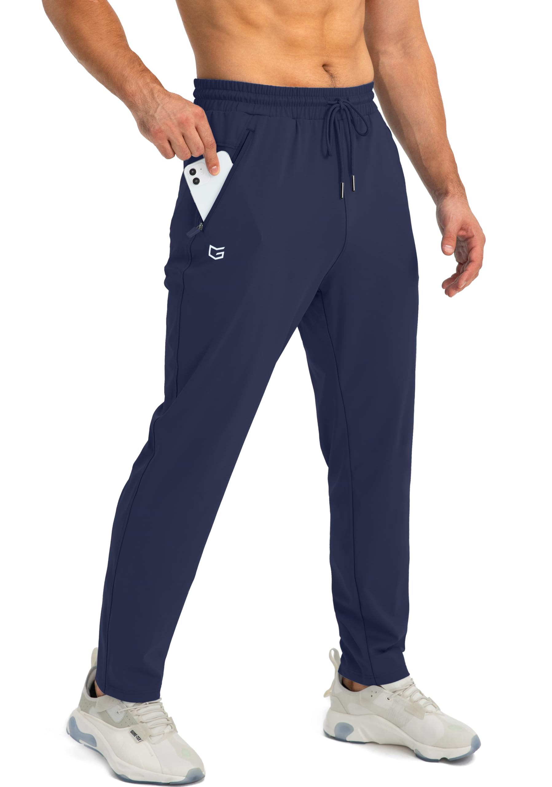 Photo 1 of G Gradual Men's Sweatpants with Zipper Pockets Tapered Joggers for Men Athletic Pants for Workout, Jogging, Running (Navy, Large)