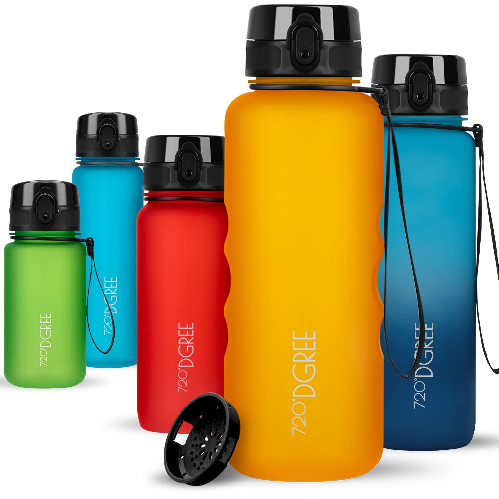 720°DGREE Water Bottle 1.5l “uberBottle“ softTouch +Sieve - BPA-Free, Leakproof, Reusable Drinking Bottle - XL Sports Bottle for all Day Hydration, Gym, Fitness, Office, University, Hiking, Travel