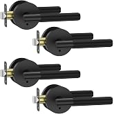Asidrama 4 Pack Matte Black Privacy Interior Door Handles | Thumb-Turn Privacy Lock,Fits 1-3/8"-1-3/4" Doors,Adj. 2-3/8"-2-3/4" Latch,Heavy-duty Zinc,Easy DIY Setup