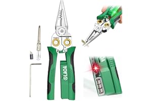 LAOA 8 in 1 Wire Stripper with Voltage Tester, Alarm & Flash Wire Crimper Stripper - Detects 12V-250V AC/DC (Non-Rectified DC) for Strip, Cut, Crimp, Split, Wrap, Slit, Pull