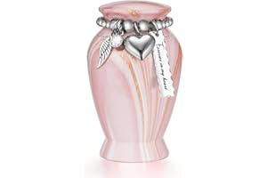 Dletay Small Urns for Human Ashes Keepsake 2.85 Inches Memorial Mini Cremation Urn for Women Men Aluminum Decorative Funeral Urns - Pink Gold Vein