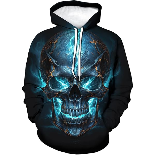 Amazon.com: Srcnhim Men's Revenge Flame Skeleton Graphic Hoodie