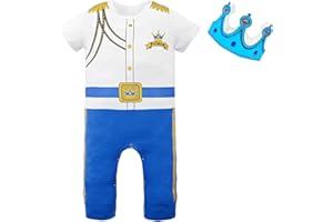 Xuomuen Baby Boy Prince Charming Costume Outfit with Gold Crown Newborn Infant Halloween Birthday Uniform